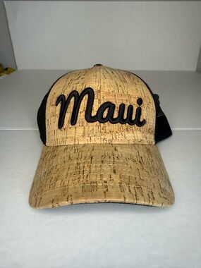 Cork-Style Trucker Hat - Black and Natural